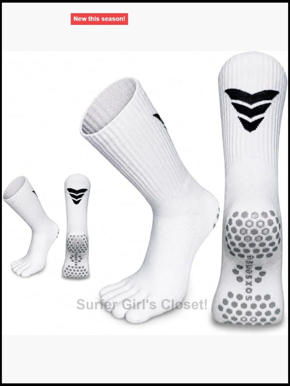 Non-Slip Grip Crew Toe Socks for Sports & Pilates